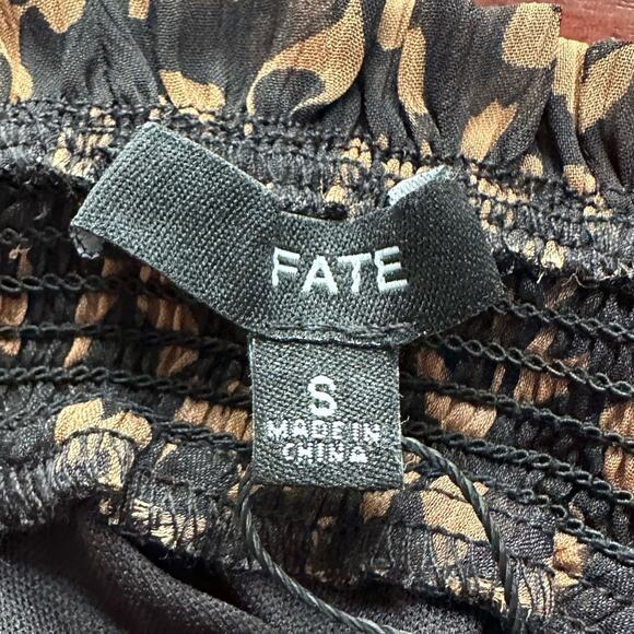 NWT FATE Leopard Off the Shoulder Dress SMALL S Brown Black Animal Print - Picture 6 of 13